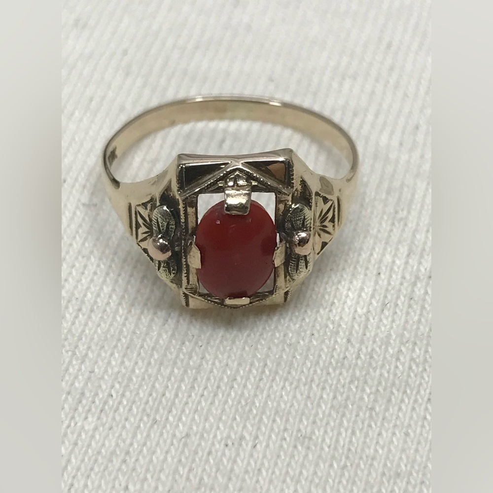 Antique Art Deco 10K Gold Setting Flowers Filigree Decoration Setting Ring 6.25